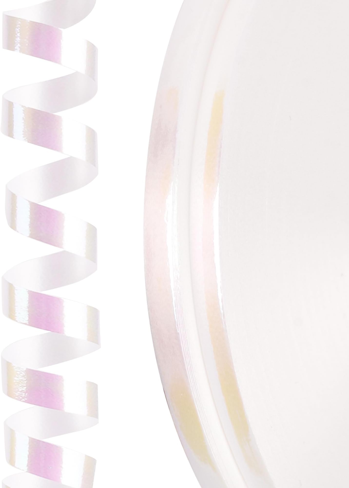 PartyWoo White Ribbon, 131 Yards Iridescent Color Curling Ribbon for Balloons, Balloon String, Curling Ribbon for Craft, Ribbon for Gift Wrapping, Wedding, Florist Flower (2 Rolls, 65.6 Yards/Roll)