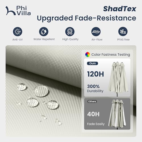 Image of PHI VILLA 15ft Large Outdoor Patio Umbrella with Base Included, Ivory