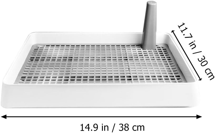 TOYANDONA Puppy Potty Training Tray Splashproof Plastic Dog Potty Tray with Raised Edges for Indoor Use 15X12X2.5 Inches White