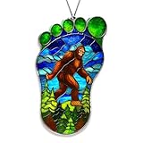 Bigfoot Suncatcher Ornament, Sasquatch Gifts for Friends, Camping Ornaments for Christmas Tree, Gifts for Bigfoot Lovers, Supernatural Funny Stocking Stuffers for Men Women (Suncatcher)