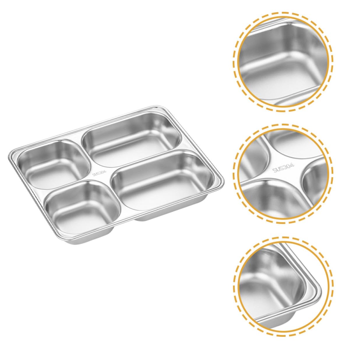 iplusmile Vassoio Pranzo Diviso in Acciaio Inox 2 Pezzi Argento