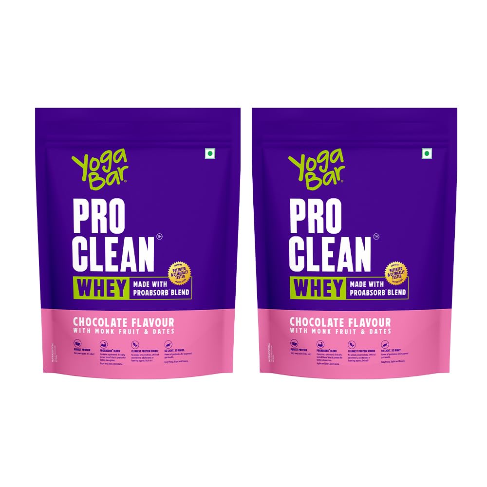 [BRSRECYHOQDWOHLG] Yogabar ProClean Whey Protein Blend 1.5 lb, Pack of 2| 25g Protein per Serve|Chocolate Flavor with Monk Fruit & Dates|Whey Protein Concentrate + Isolate
