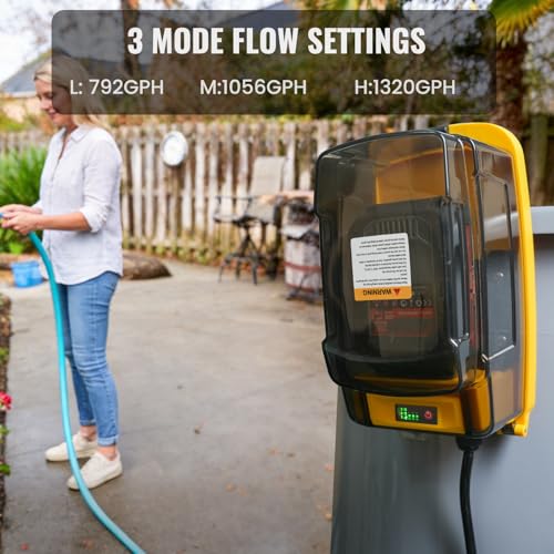 Image of Cordless Submersible Sump Pump Compatible with Dewalt 20V /60V MAX Battery, 1320 GPH Brushless Portable Water Transfer Pump w /Auto Shut-Off & 15.4ft Cord(Tool Only), Pool Pond Garden Basement