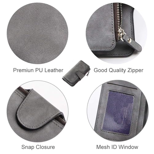 Wallet Women Large with Zipper Pocket | ​Travel Wallet​ for ​Cash Management​ | ​Leather Wallets for Women​ Slim ​Card Holder​ (Dark Gray)2