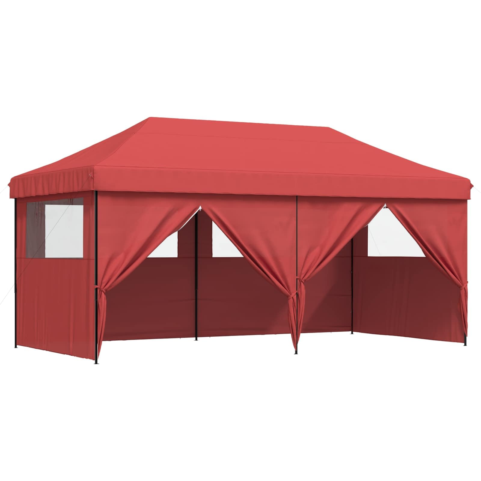 Carpa para fiestas burdeos, 292 x 580 x 315 cm, tela Oxford con 6 cuerdas de viento y 12 clavijas de tierra, tienda de campaña emergente plegable repelente al agua para eventos, incluye