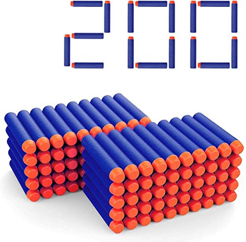 DEWEL Foam Bullet Darts 200 Piezas, Dardos de Espuma, Recargas para Pistolas de Juguete Serie Pistolas de Juguete para niños