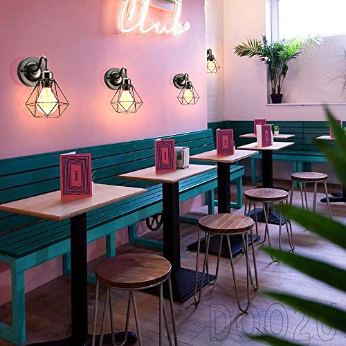 PETITES ECREVISSES Lámpara de Pared Vintage Industrial Apliques de Pared Metal Retro Jaula de Metal Negro E27 para Cocina Desván Restaurante Cafe Sala (160mm-1pack) - imagen 5