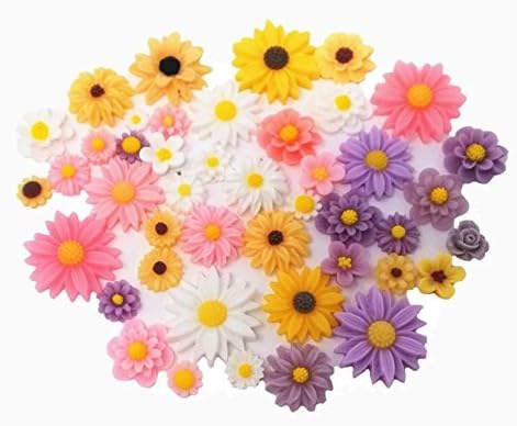 Honbay 44pcs Mix Color Lovely Daisy Flatback Charms Hair Clip Hairpin DIY Craft Jewelry Decoration Pieces
