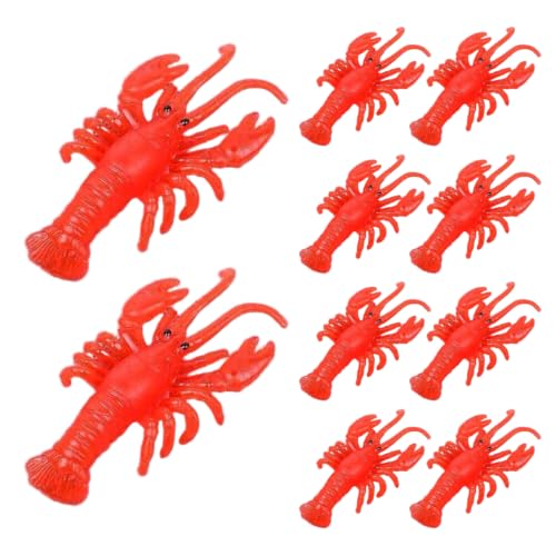 Odoukey 10 Figuras realistas de Langosta roja de 2, 2 x 1, 4 de plástico, Juguete Educativo sensorial de Motor Fino para baño y Playa para niños