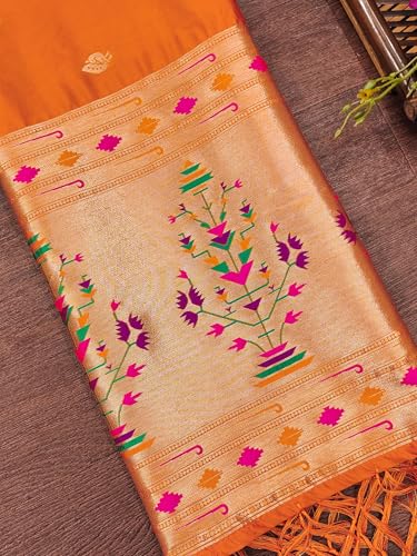 Image of DEVANGI Women's Woven Paithani Banarasi Silk Dupatta /Chunni For Women, Floral Print 1 Meter Wide and 2.3 Meter Length Printed Designer Dupatta /Chunni For Girls