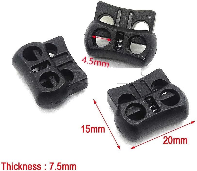 Cord Locks for Drawstrings 100Pcs2 Holes Cord Lock Toggle Stopper Plastic Toggle Clip Black 15mm*20mm*7.5mm