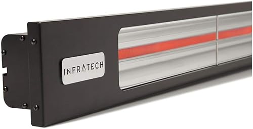 Infratech SL4024B Slim Line - Calentador de patio de 4000 W acabado a elegir placa frontal de acero inoxidable con borde de bronce