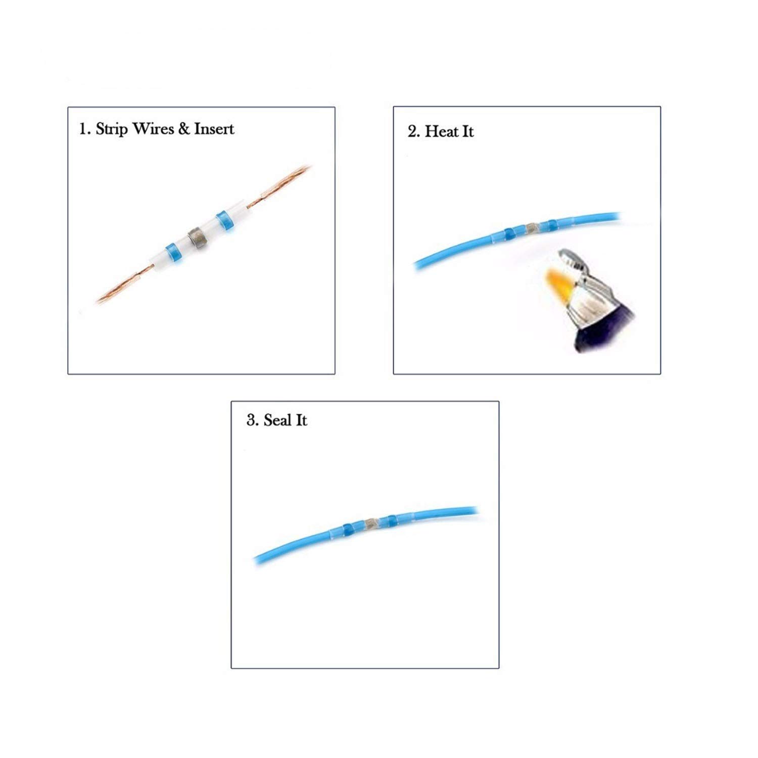 Morsettiere Calore Terminali Shrink Bianco saldare Wire Crimp Butt Terminale Elettrico Connettori Impermeabili Giallo 50 PCS