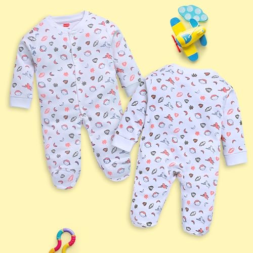 Image of LuvLap Baby Boys and Girls 100% Cotton Full Sleeve Romper /Bodysuit Pack of 3