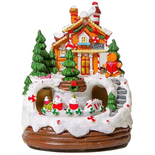 Jeorywoet Christmas Music Box Light-Up Snowhouse, Music Box with Rotating