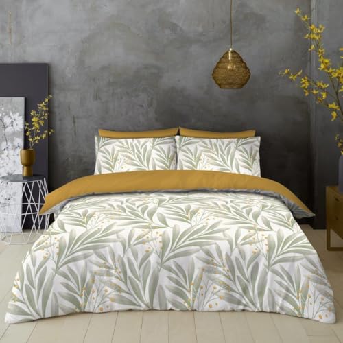 GC GAVENO CAVAILIA Microfiber Duvet Cover Sets - Palm Leaf Bedding Double Bed Set - Breathable Leaves Quilt Cover (200x200 cm) - Washable Linen