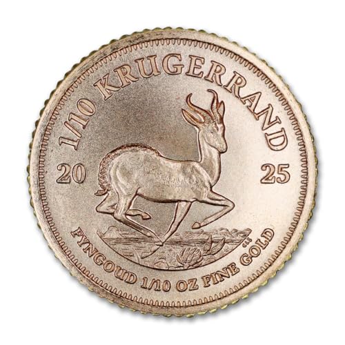 2025 1/10 oz South African Gold Krugerrand Coin Brilliant Uncirculated with Certificate of Authenticity 1/10 Rand BU