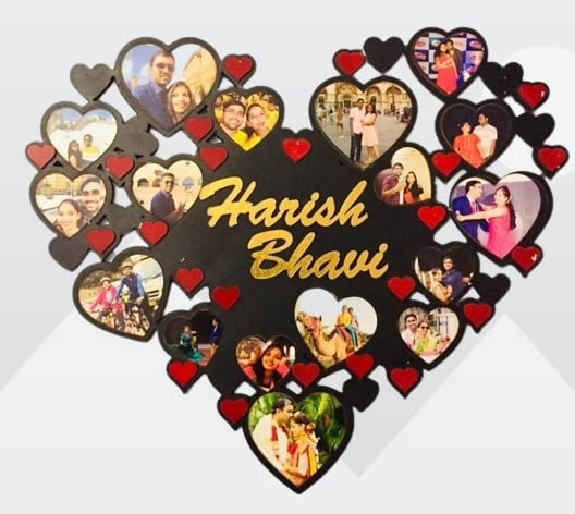 Printyourstyle MDF Customized 18 Picture Photo Heart Frame