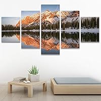 SIGNWIN 5 Panel Canvas Wall Art Winter Lake for Home Decorations Ready to Hang - 60