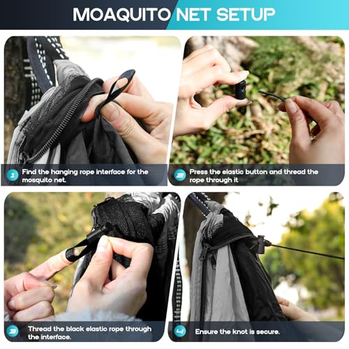 Image of Camping Hammock Mosquito Net,Double & Single Portable Hammocks Hammocks with 2 Tree Straps,Hammock Tent for Travel Camping,Camping Accessories for Indoor Outdoor Hiking Backpacking Backyard Beach