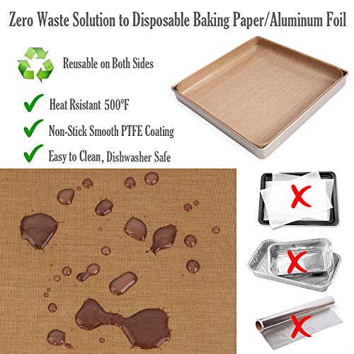 Forapid Ptfe Teflon Sheet, Non-Stick Oven Liners, Barbecue Grill Mat Baking Sheet Reusable Washable - Use Up To 500℉ Craft Mat For Baking Cooking Bbq Grilling Roasting 16X24"/40X60Cm 3 Pack #TOP1