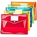 Plastic File Folder Poly Envelope Expanding File Wallet Document Folder with Snap Button Closure, Legal Size, 5 Pack Large Waterproof Accordion File Pouch (Assorted Colors)