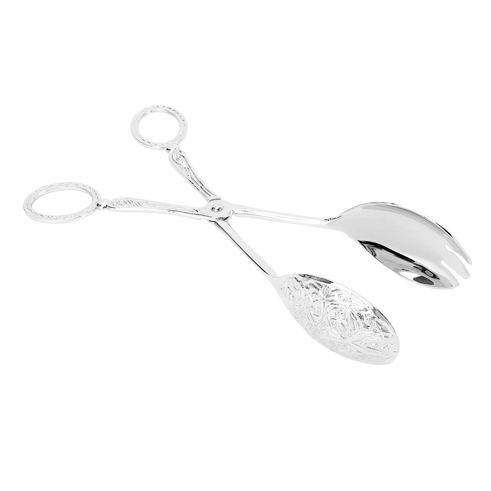AYNEFY Salad Serving Tongs 2 Pack European Style Zinc Alloy Food Tongs with Ergonomic Handle for Party Buffet Cake Pastry Fruits (Silver)