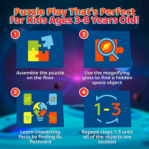 Solar System Spy Puzzle With Flashcards And Magnifying Glass 2Ft X 3Ft – Large 48 Piece Space Floor Puzzle For Kids Ages 4-8 Years Old- Kids Puzzles-Solar System For Kids-Boys And Girls 3,4,5,6,7,8 #TOP4