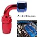 Dewhel AN 4 6 8 10 12 Straight 45 90 180 Degree Swivel Oil Fuel Line Hose End Fitting Aluminum Size AN8 90 Degree