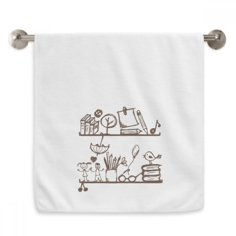Serviette de toilette moelleuse motif bibliothèque pour la routine du matin