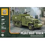 Modèle à l'échelle 1:33 authentique M3A1 Half-Track APC militaire avec structure intérieure détaillée et éléments extérieurs réalistes