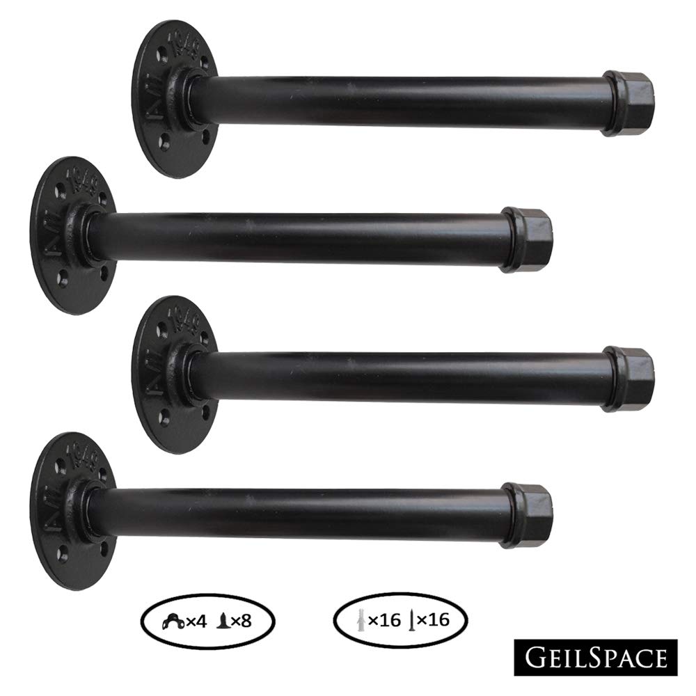 Buy GeilSpace Rustic Industrial Pipe Floating Shelf Brackets, Black