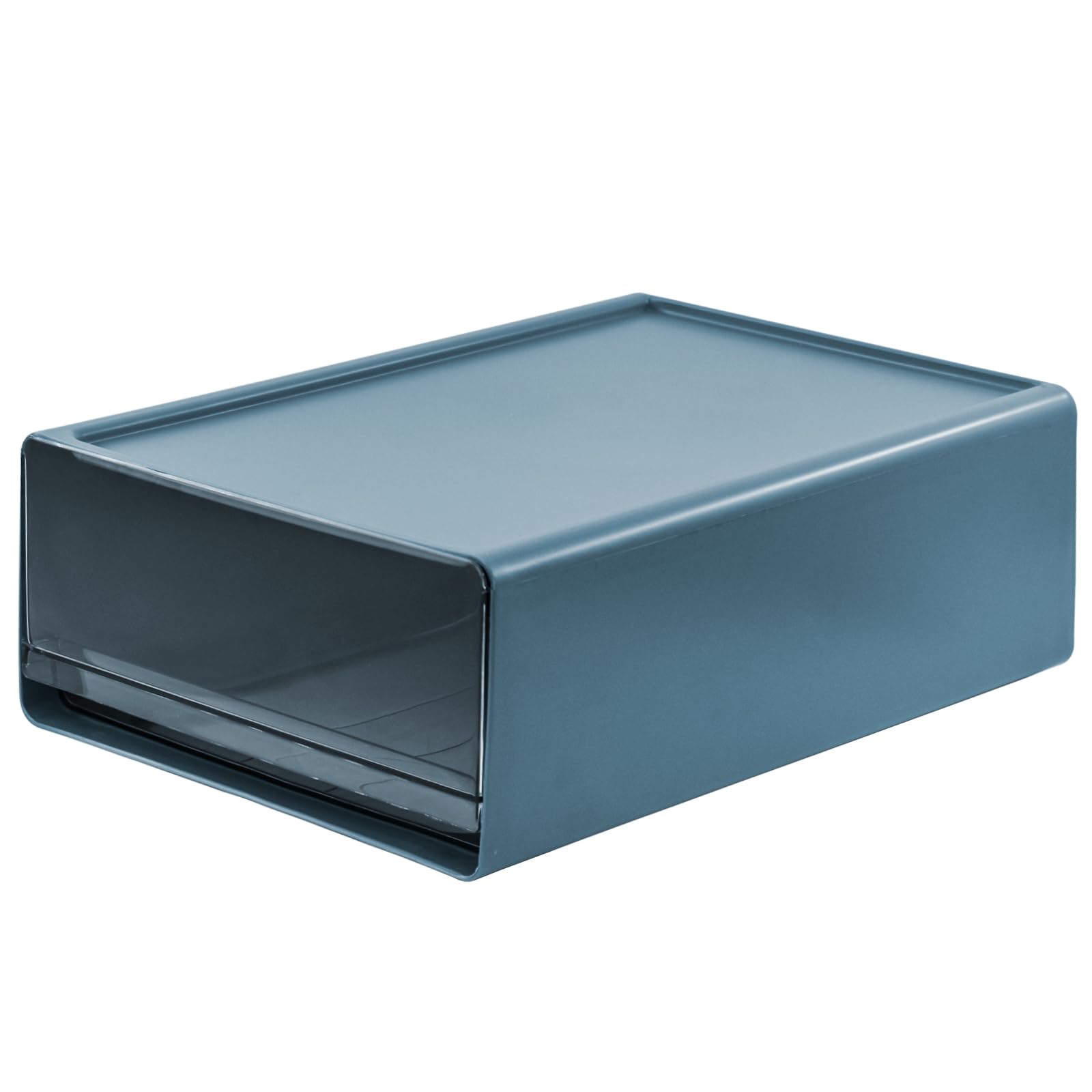 VANRA Desk Drawer Organizer Office Stackable Storage Drawers Single Drawer Unit Stacking Drawer System Plastic Storage File Cabinet for A4 Letter Size Paper (Blue)