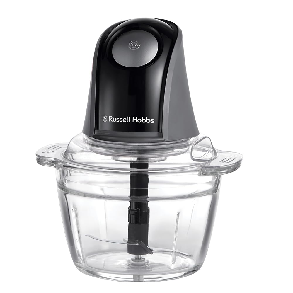 Russell Hobbs Hachoir électrique [polyvalent] blender (pour légumes, fruits, viande, oignons, récipient de 1l, lavable au lave-vaisselle, 2 vitesses, lames en acier inox, 350W) Anthracite 27131-56