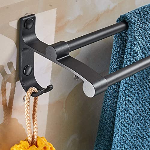 Rail de serviette mural noir 40cm avec crochets intégrés - 3