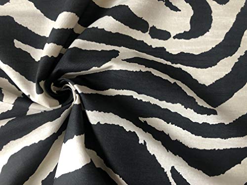 Tissu en coton zèbre noir et crème effet lin de 138 cm par 2m