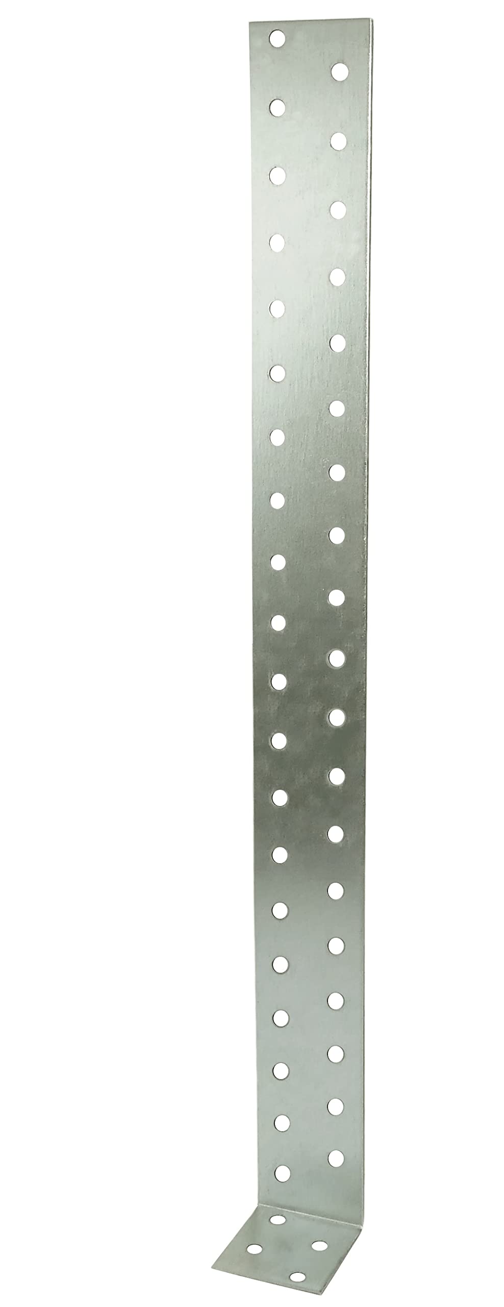 Staffa Di Ancoraggio In Acciaio Zincato 400x40x40x2 Mm, 43 Fori, Per Strutture In Legno E Carpenteria, Colore Argento, Set Di 2 Pezzi