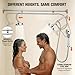 Tandem Shower Head for Couples, Dual Shower System with Sliding & 180°Rotation, Tool-free installation of a three-head silver shower with 3 spray modes