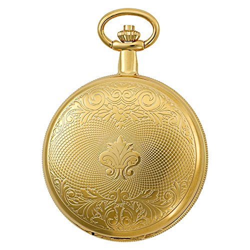 Image of Gotham Men's Gold Plated Double Hunter Mechanical Pocket Watch # GWC14051GA