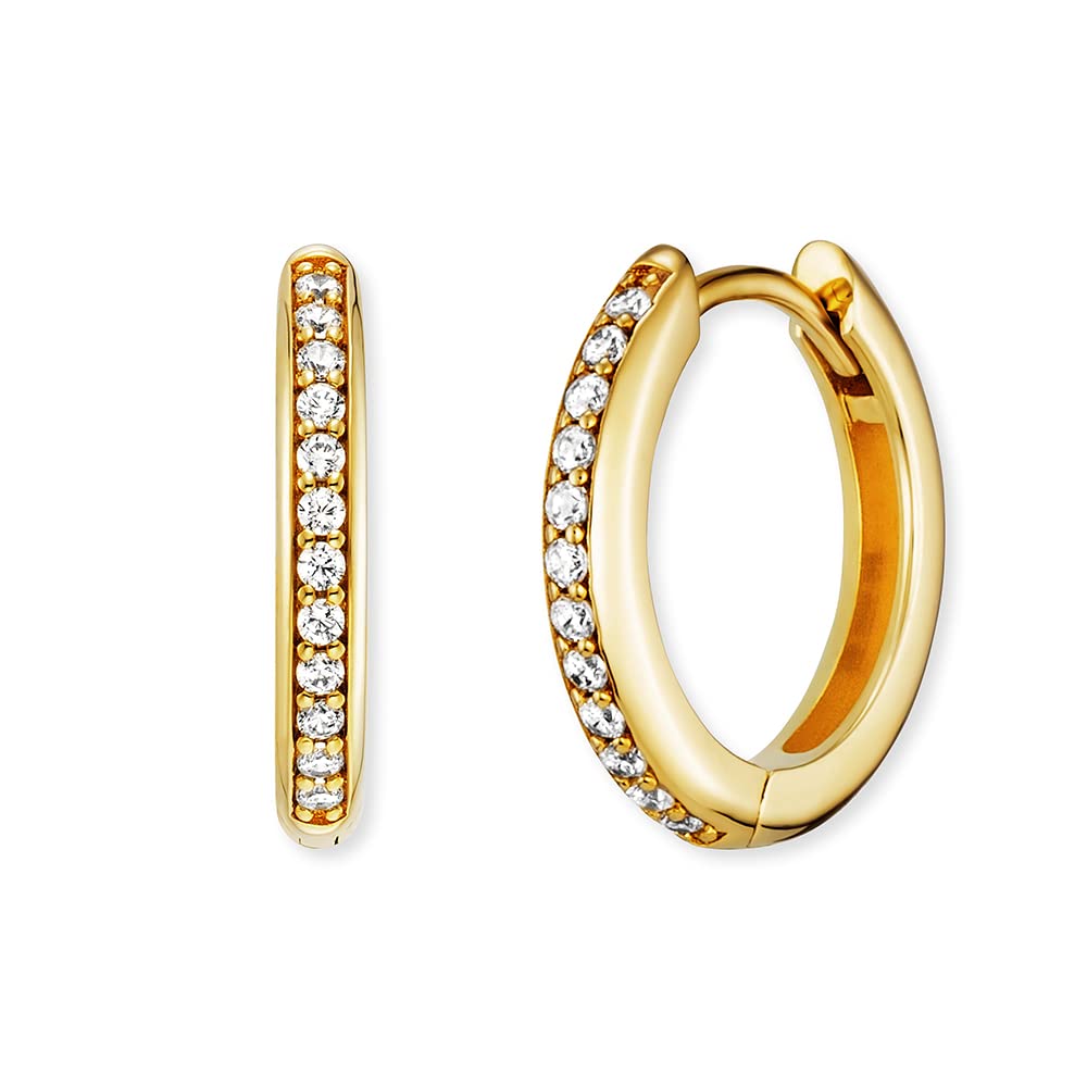 Engelsrufer 32023815 Women's Creole Earrings 925 Silver 24 Zirconia, 16mm, Sterling Silver, Cubic Zirconia