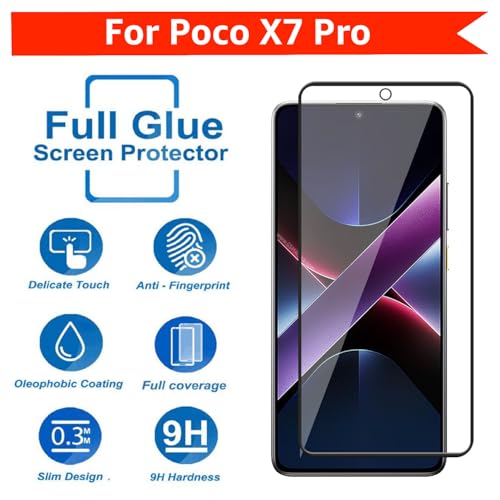 Image of POPIO Military-Grade Gorilla Tempered Glass for Xiaomi Poco X7 Pro | 9H Hardness, Edge-to-Edge, Bubble-Free