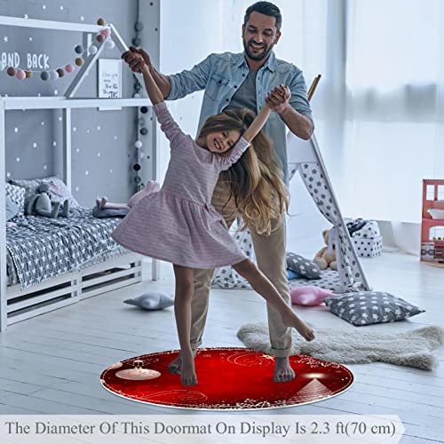Tapis ronds antidérapants Joyeux Noël doux pour sol glissant 100cm - 5