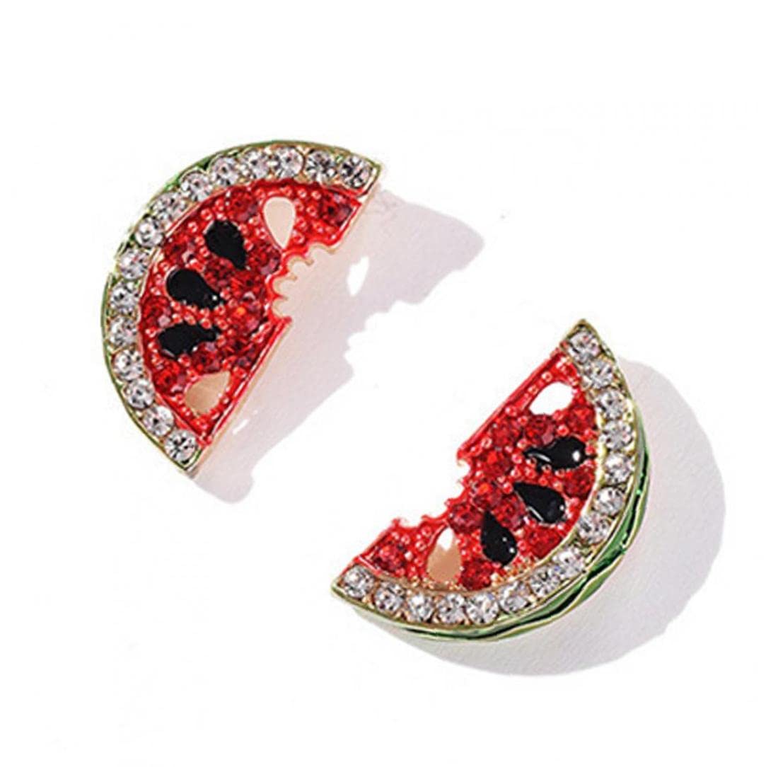 Casiler Women's Red Rhinestone Watermelon Earrings Cute Fashion Cute Student Japanese And Korean Earrings Fashion Stud Earrings