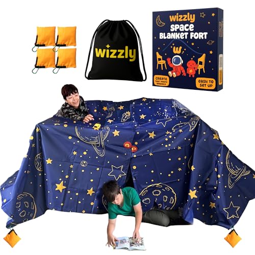 Wizzly Space Original XL Blanket Fort Building Kit for Kids,