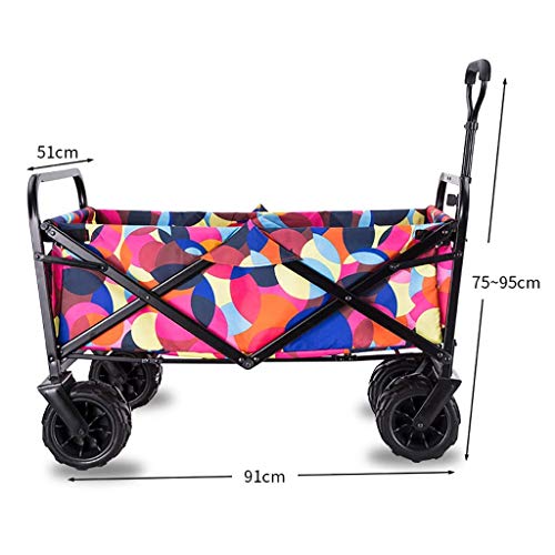 Zusammenklappbarer Gartenwagen, robuster Wagen, multifunktionaler Einkaufswagen für den Außenbereich, Camping, Strand, Supermarkt mit 4 Rädern, Tragkraft: 90 kg – Bild 3