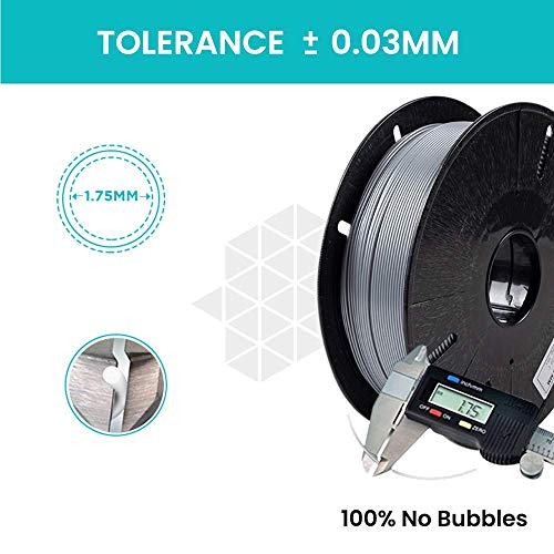 Image of Tesseract Premium PLA + 1.75mm 3D Printing Filament | Dimensional Accuracy + /- 0.03mm | Compatible with Most FDM Printers | 1 KG 3D Printer Filament - PLA Silver (Quantity 1)