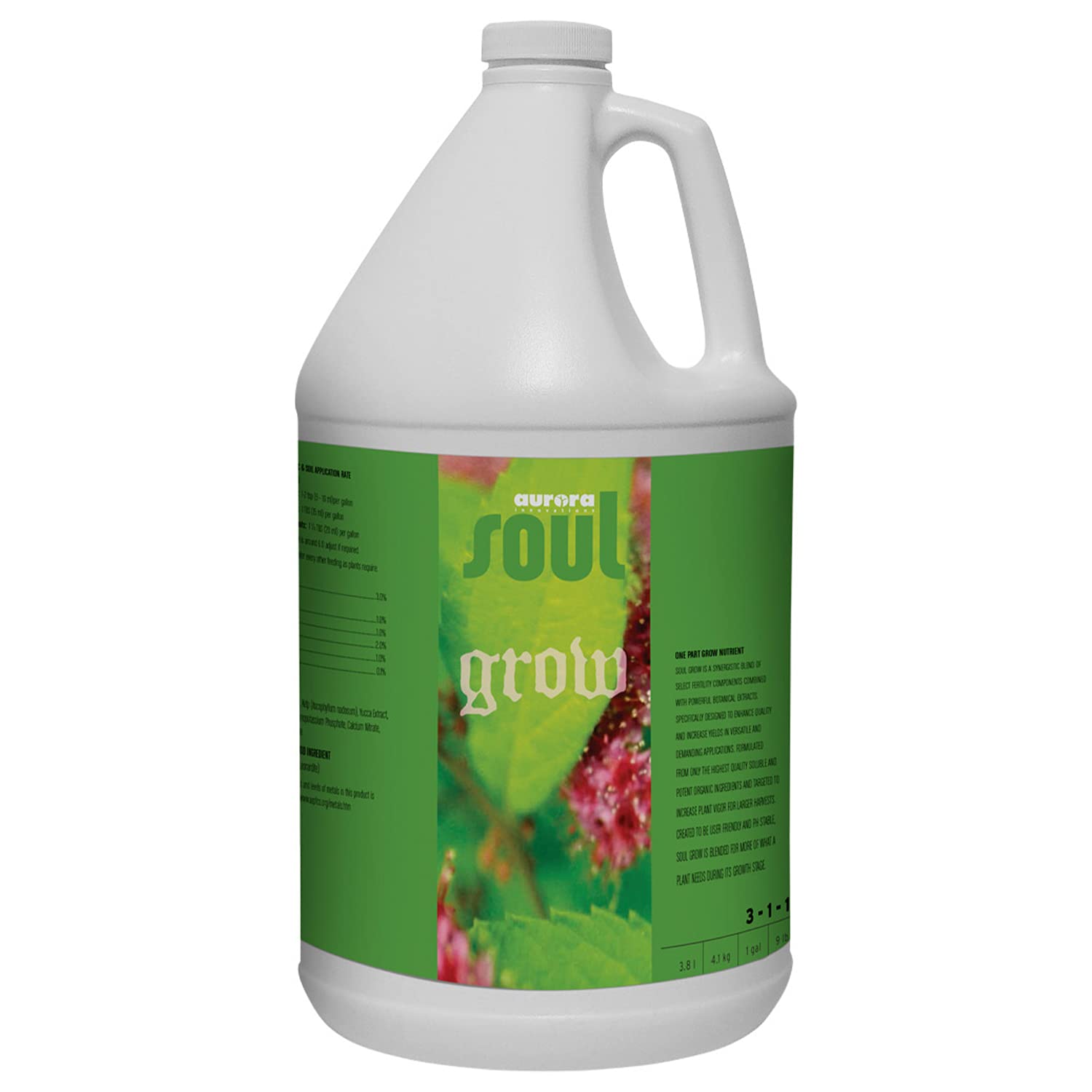 Roots Organics Soul Grow, Liquid Fertilizer for Hydroponics and Soil, 3-1-1, 1 Gallon,ROSSGG
