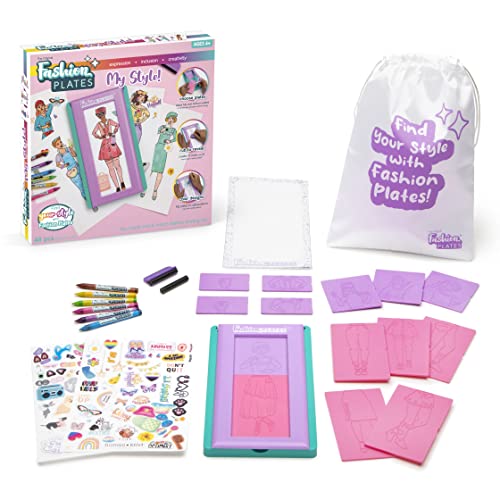 Image of Fashion Plates My Style - Girls Mix-and-Match Drawing Kit, Arts and Crafts, Coloring, Art Supplies, Craft Supplies, Stencils, Crayons Included, Create Your Own Designs, Ages 6+