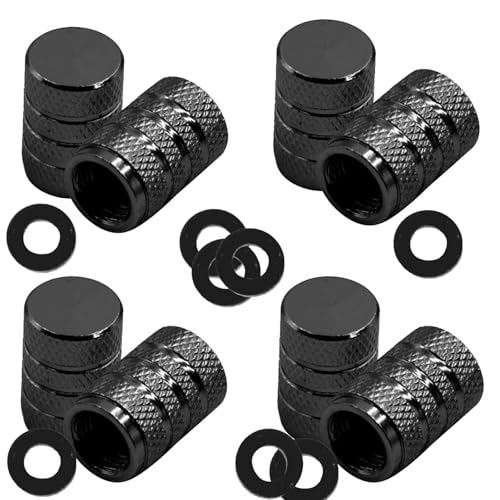 Dust Caps for Car Tyres, 8 Pcs Black Durable Universal Aluminum Car Tyre Tire Valve Stem Cover Caps for Cars, Bike and Bicycle, Trucks, Motorcycles