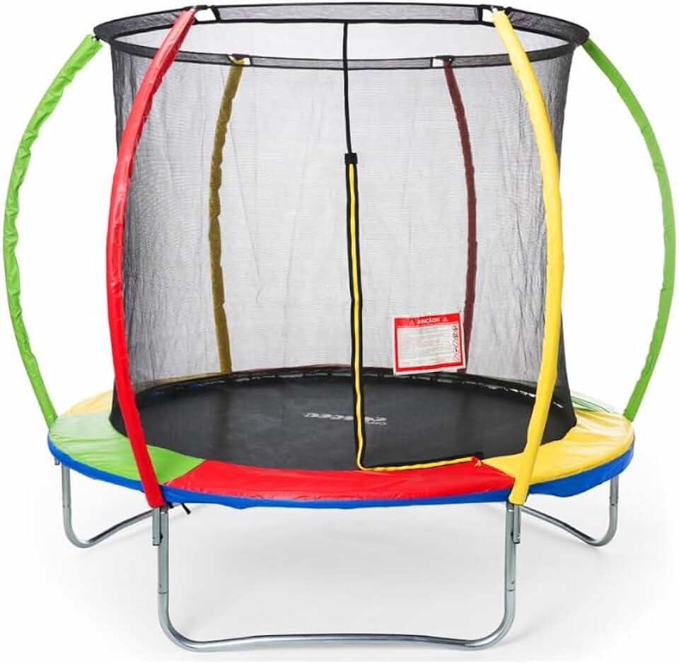 Replay Kids Cama Elástica Pula Pula Trampolim 1,83m, Com Rede e Lona (até 80 kg), Multicolorida